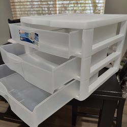 Sterilite White & Clear Countertop 3-Drawer Desktop Multipurpose Storage Unit