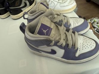 Air Jordan 1 Mid Kids Sneakers Purple White