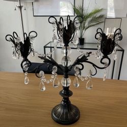 Candle Holder. With Crystal Drops 