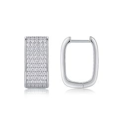 Fifty8 Moissanite Pave Huggie Earrings, 925 Sterling Silver, Starlight Terrace