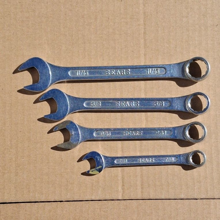 Vintage Set Of 4 Sears Combination Wrenches Forged In Japan