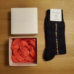 NEW WITH TAG + BRANDED BOX Paul Smith Blue Socks One Size MADE IN ITALY