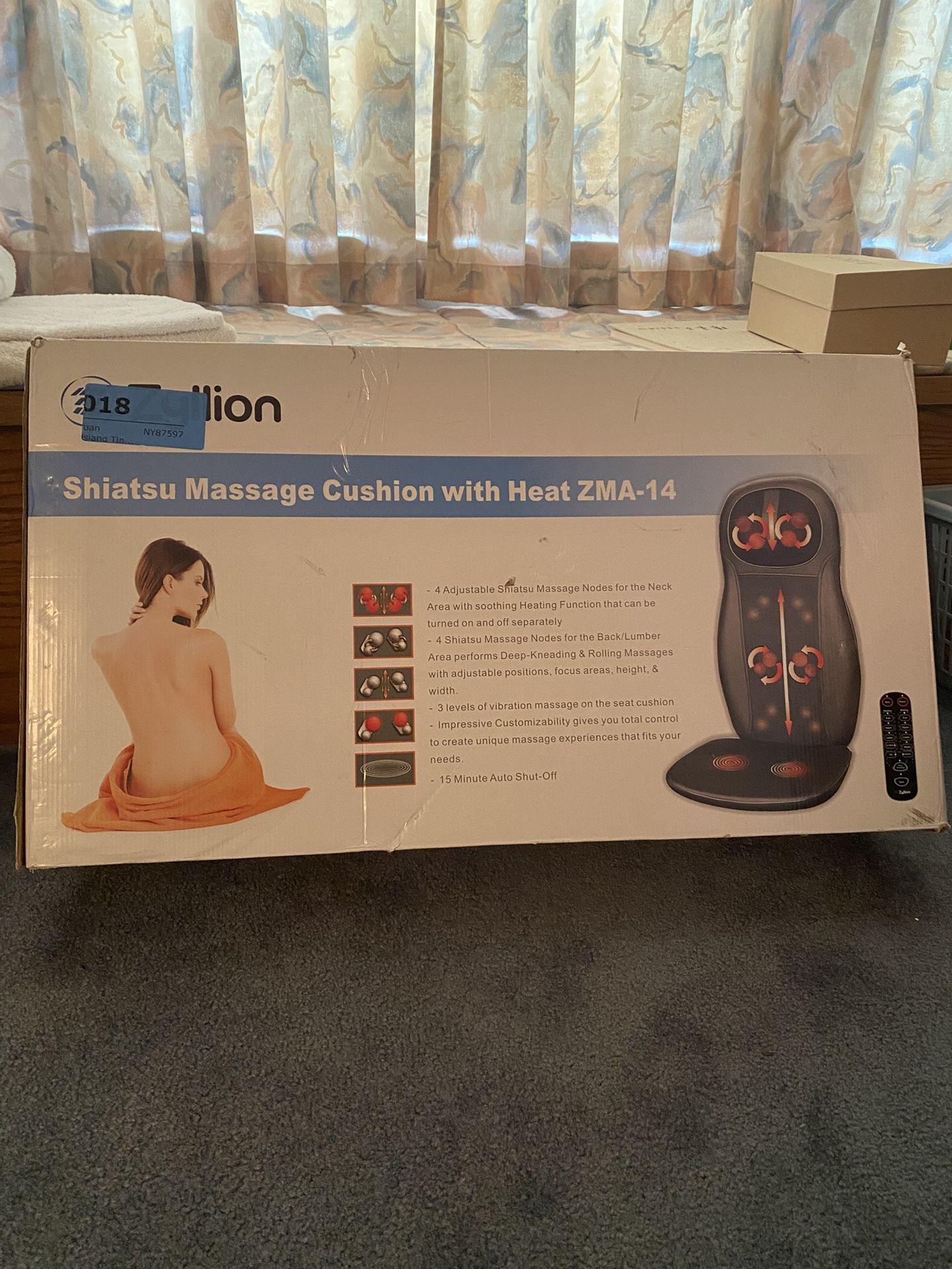 Zyllion Back/Neck Massage Cushion With Heat 