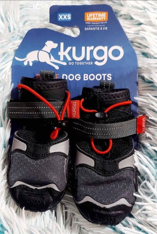 NEW! Kurgo Blaze Dog Shoes-All Season, Water Resistant, Reflective, No Slip, 2 Shoes, Red/Black, XXS