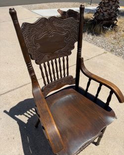 Antique Pressed Back Spindle Armchair