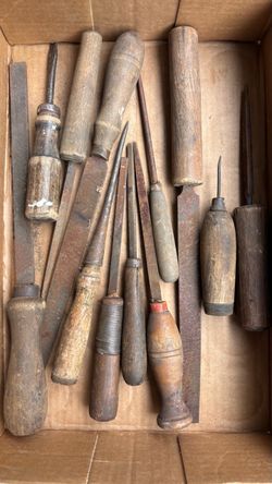 Antique Wood Handle Wood Files Tools