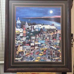 Moonlight Over Manhattan by  Linnea Pergola  Framed Art Print