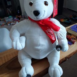 Awesome Coca Cola Polar Bear Stuffed Animal PLUSH DATED 2002 VINTAGE MAKE OFFER
