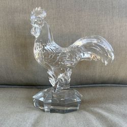 Goebel crystal rooster 8" tall - signed art glass