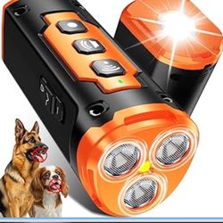 Dog bark deterrent with flashlight