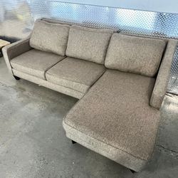 ( Free Delivery ) Raymour and Flanigan Sleek Beige / Gray Sectional Couch