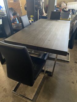 Dining Set Table - Modern Brown 72” Length X 38” Wide X 30” High With 4 Chairs