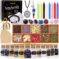 Witchcraft Supplies Kits 54 Packs,with Chakra Stones,Healing Crystal Pendulums 