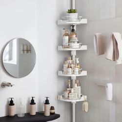 360° Rotating Corner Shower Caddy Tension Pole Organizer - 4-Tier X(244)