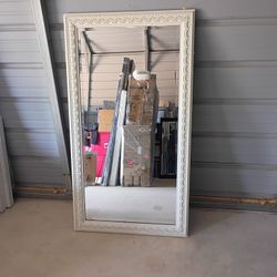 White Washed Ornate Full Length Wall Mirror