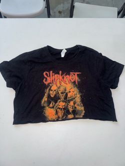 Slipknot Black Cropped Graphic Crop Top T-Shirt, Size S, Original