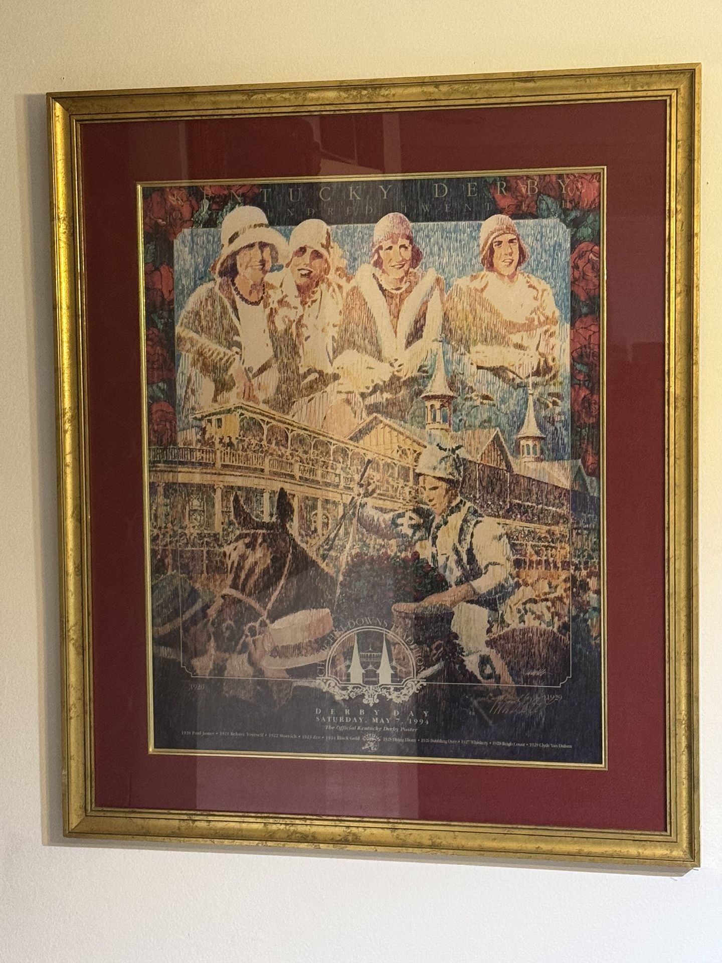 Official 1994 Kentucky Derby Day Framed Signed By Artist M. Whittle Vintage Art