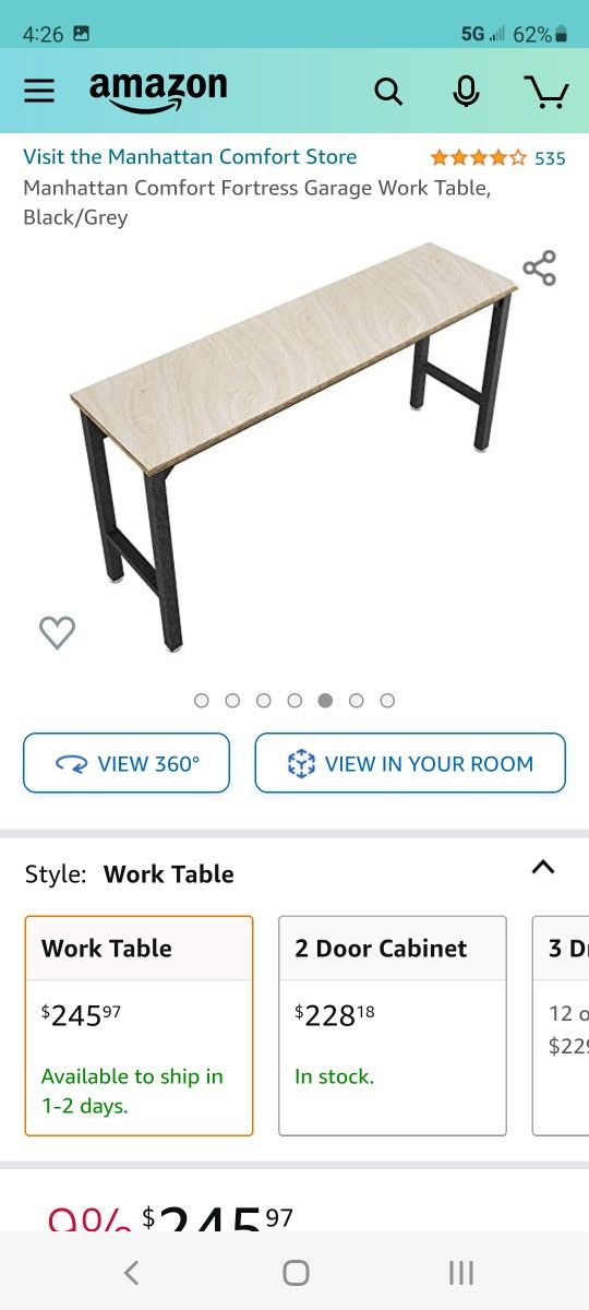 Manhattan Comfort Fortress Garage Table