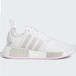 WOMENS ADIDAS NMD R1 WHITE/GREY/ PINK RUNNING SHOES SIZE 6