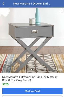 Brand new Gray 1 Drawer End Table