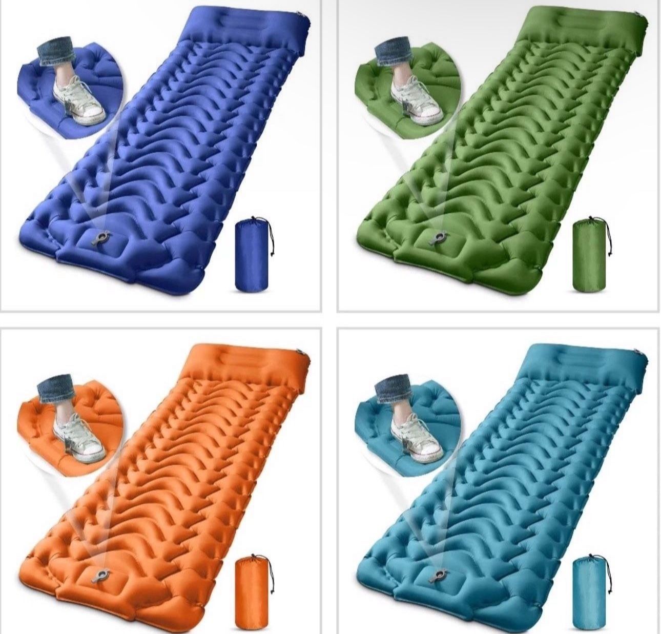 Camping Sleeping Pad, Extra Thickness 4 Inch Inflatable Sleeping Mat with Pillow Built-in Pump, Compact Ultralight Waterproof Camping Air Mattress for