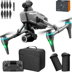 V196 GPS Drone with 1080P HD Camera, Two-batteries, Brushless Motor, Altitude Hold, One Key Take Off/Landing, with Black Outdoor Carrying Case.