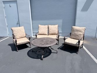 Patio Set- 2 Club Chairs with Loveseat and Table- Hanamint Santa Barbara Collection