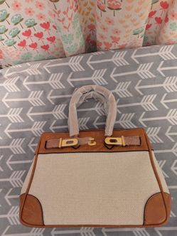 Women's Two Toned Leather Bag with upright handles