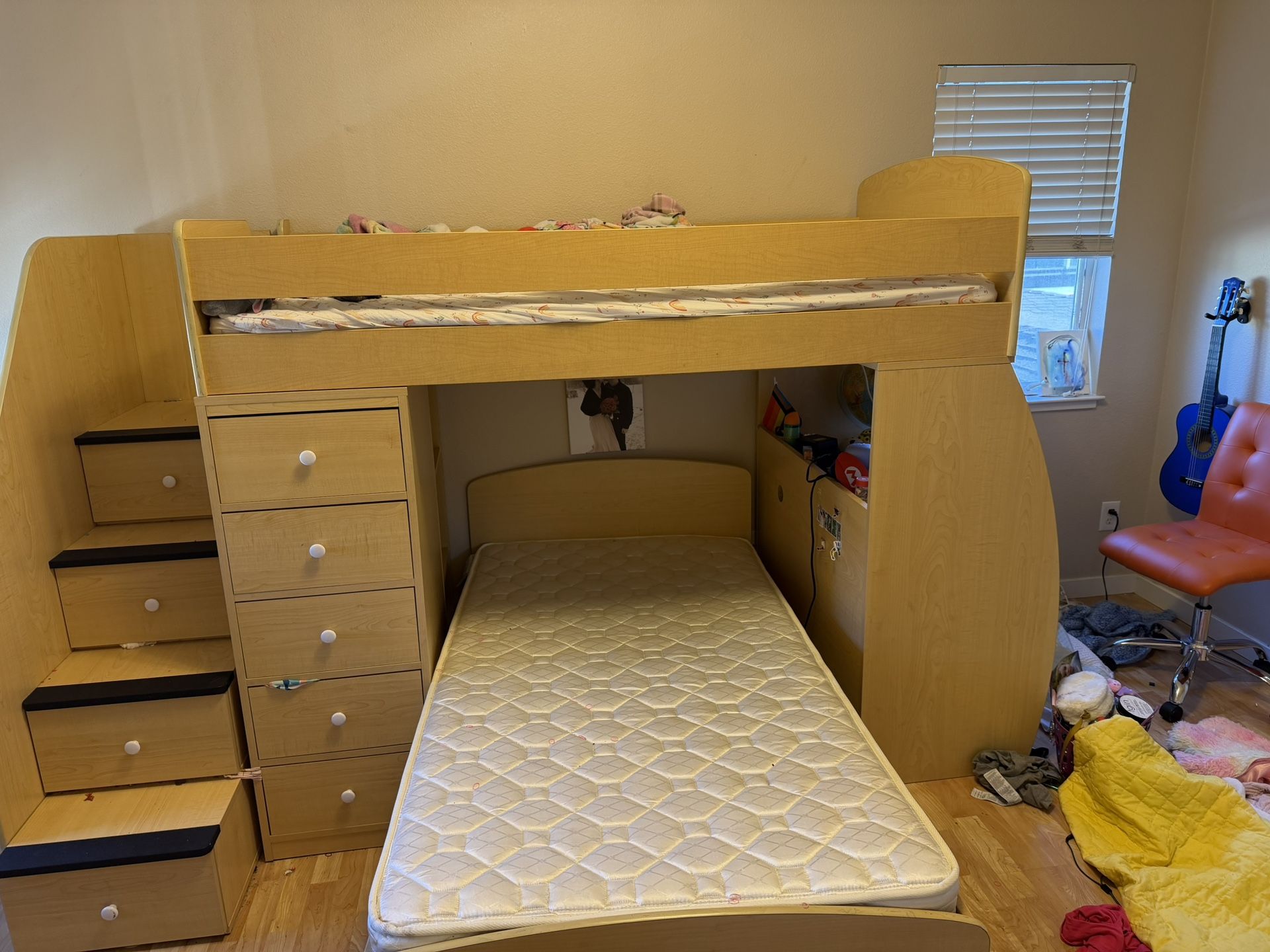 Twin Bunk Beds W Storage And Desk 