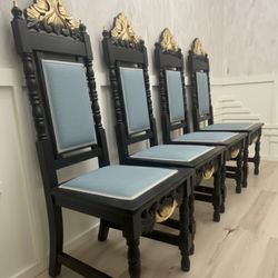 Antique Ebonized 19th Century wooden chairs