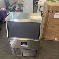 Máquina comercial para hacer hielo de 200 libras/24 horas con contenedor de almacenamiento de 50 libras, máquina de hielo de acero inoxidable debajo d