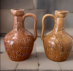 Vintage Pair Ceramic Coffee Jugs – Raised Java Kona Script