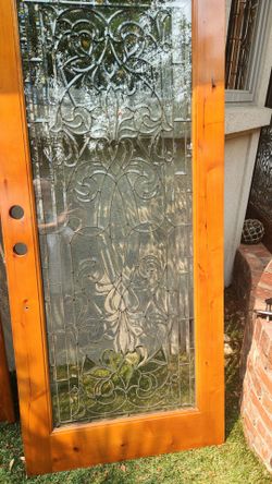 Leaded glass French doors
