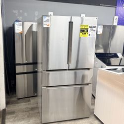 👑 Bosch - 800 Series 20.5 Cu. Ft. 4-Door French Door Counter-Depth Smart Refrigerator with VitaFresh - Stainless Steel👑