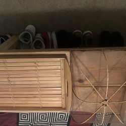 Vintage Bamboo Tea/food Tray And Cover 