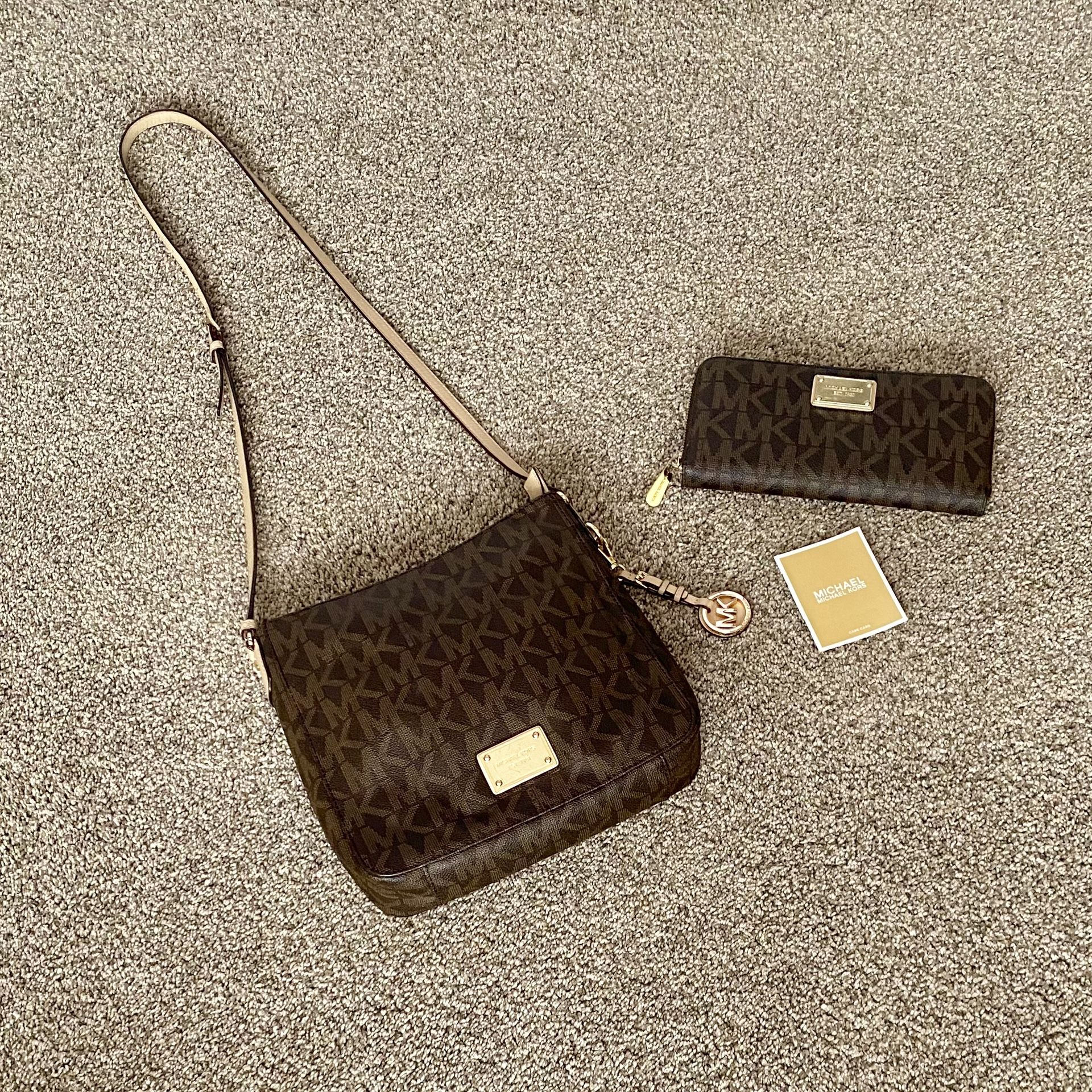 Michael Kors Jet Set Crossbody Bag Wallet Brown Nice Gift