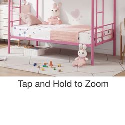 Pink Twin Over Twin Bunk Bed 
