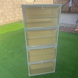 Plastic Folding Shoe Organizer with Clear Door, 