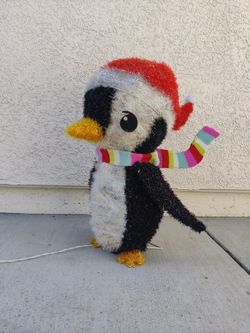 LIT TINSEL PENGUIN Xmas Christmas Decorations 