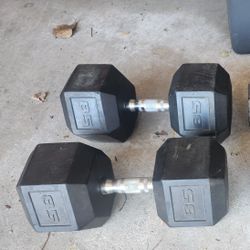 2 - 85lb Rubber HEX dumbells 