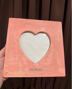 Dream Big Heart Cutout Wooden Photo Frame