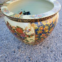 Large Hand-Painted Asian Bowl-porcelain