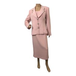 Lily&Taylor Women's Light Pink Skirt Suit, 8