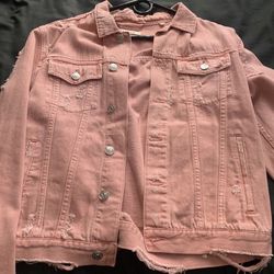 Pacsun Pink Distressed Denim Jacket Size Medium 