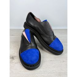 Marie Laffont x Morgane Tschiember Ltd Ed 50 Pairs Blue Suede Blk Leather Loafer