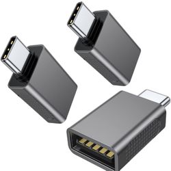AuviPal 10Gbps USB C to USB Adapter (3 Pack), USB 3.2 Gen 2 Fit Side by Side, USB C Male to USB A Female Converter for iPhone 16 15 Series, iPad, MacB