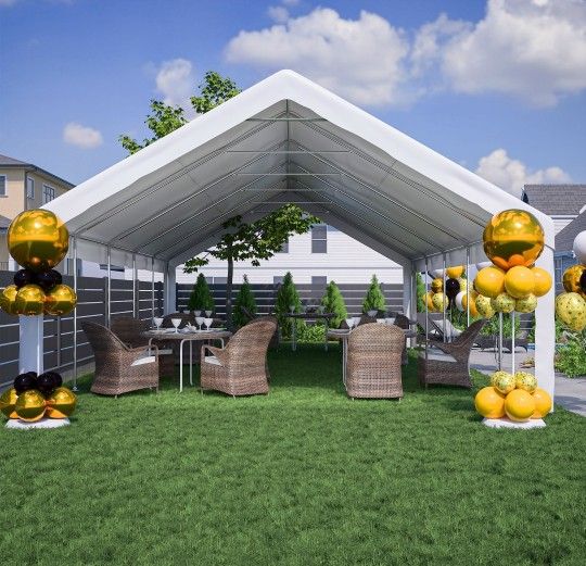 20x32 FT Party Tent with 3 Storage Bags & Removable Sidewalls, Outdoor Canopy Gazebo for Carport Camping Garden Wedding BBQ Commercial