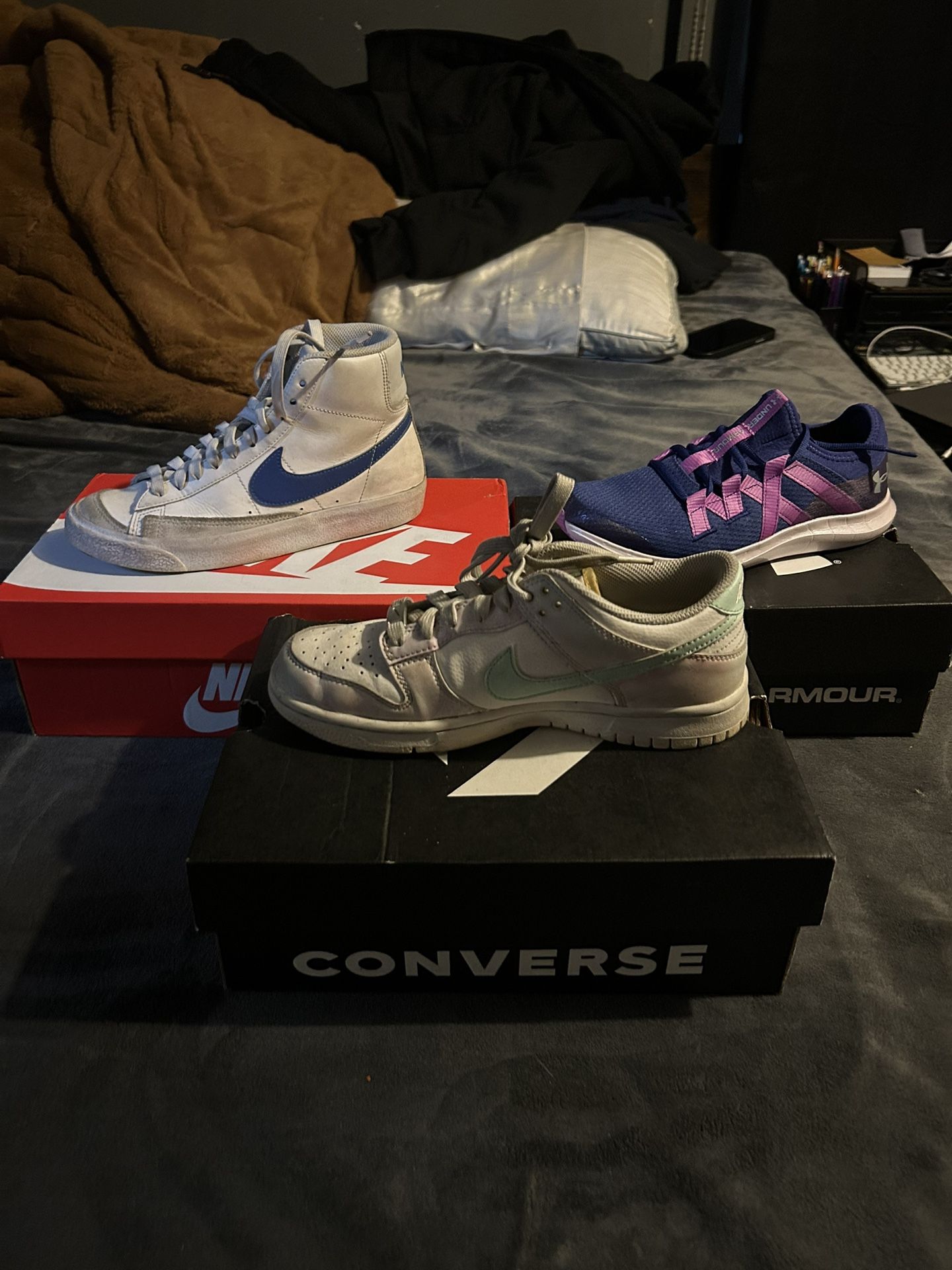 Women Youth Shoes Nike Dunks, Nike Blazers, And Under Armor Shoes