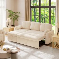 Convertible L-Shaped Sofa Bed, 2 in 1 Sleeper Sofa with Pull Out Couch Bed, 86" Sectional Sofa 