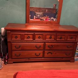 Dresser With Mirror 18 W, 66  1/2 L, 34 H